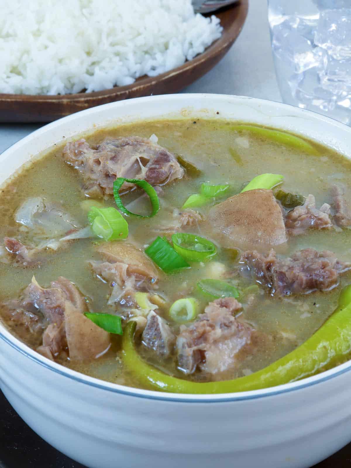Ilocano Up and Down Soup in a white bowl
