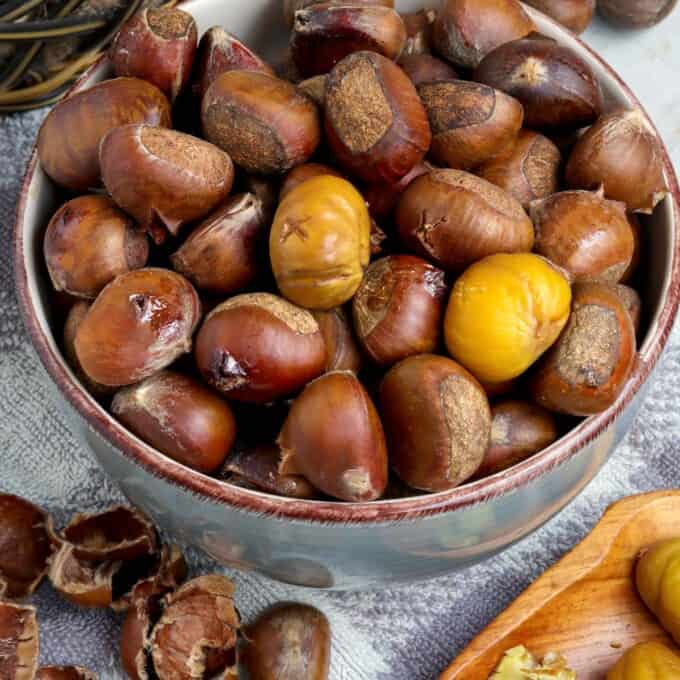 roasted chestnuts in a bowl