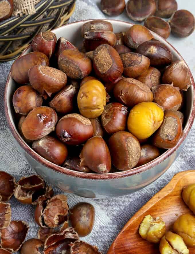 roasted chestnuts in a bowl