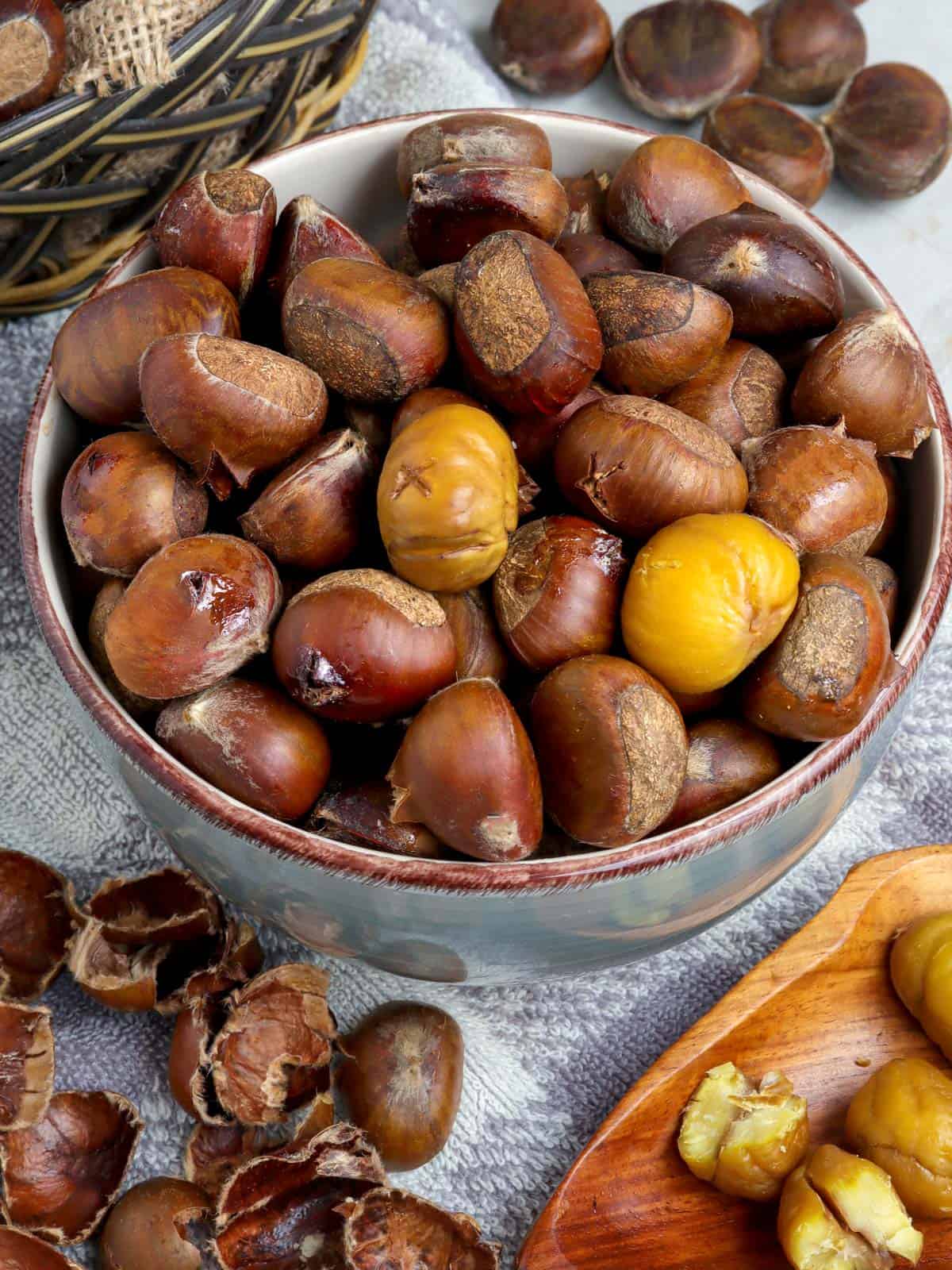 roasted chestnuts in a bowl