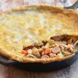 chicken pastel baked and served in a cast iron skillet