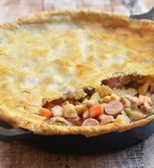 chicken pastel baked and served in a cast iron skillet