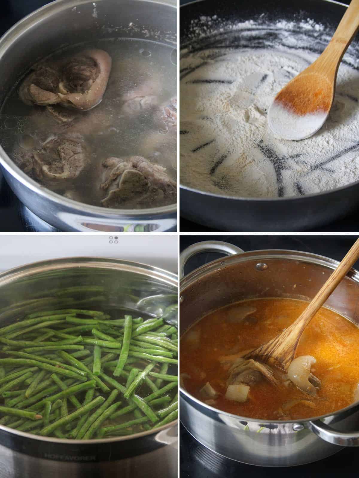 making kare-kareng pata in a pot