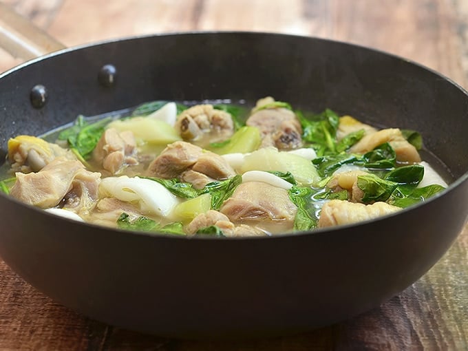 Chicken Binakol in skillet