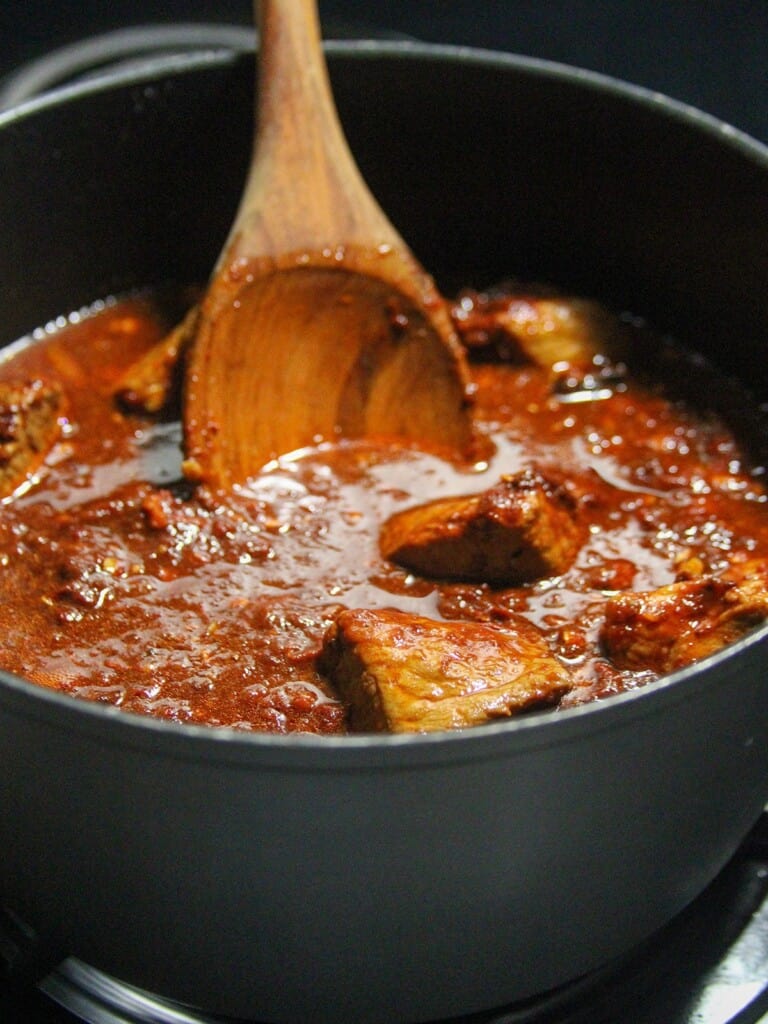 cooking pork in adobo sauce