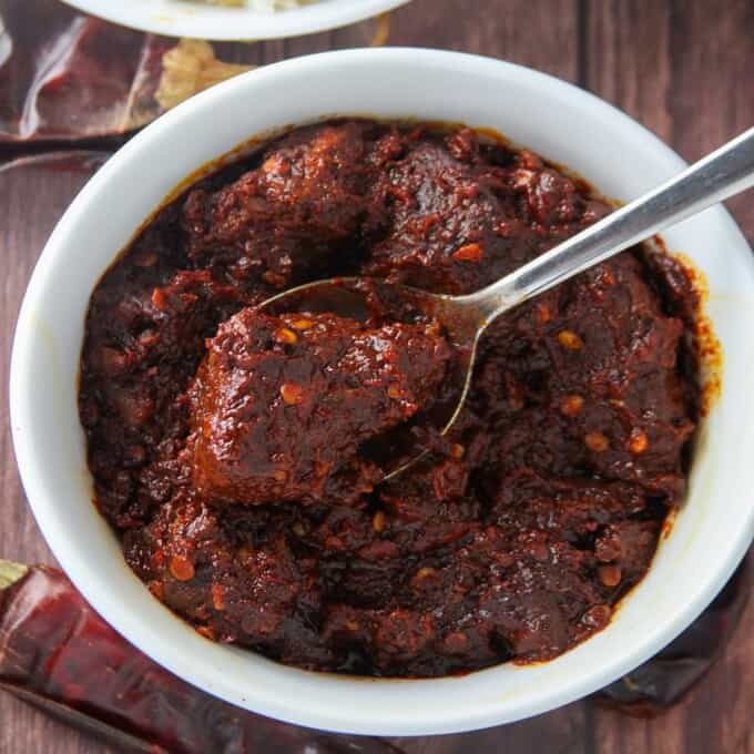 Pork in Adobo Sauce in a white bowl