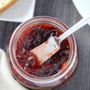 Peppered Strawberry Jam in a mason jar