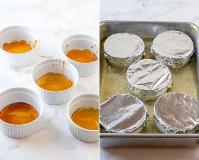 baking coconut flan in ramekins