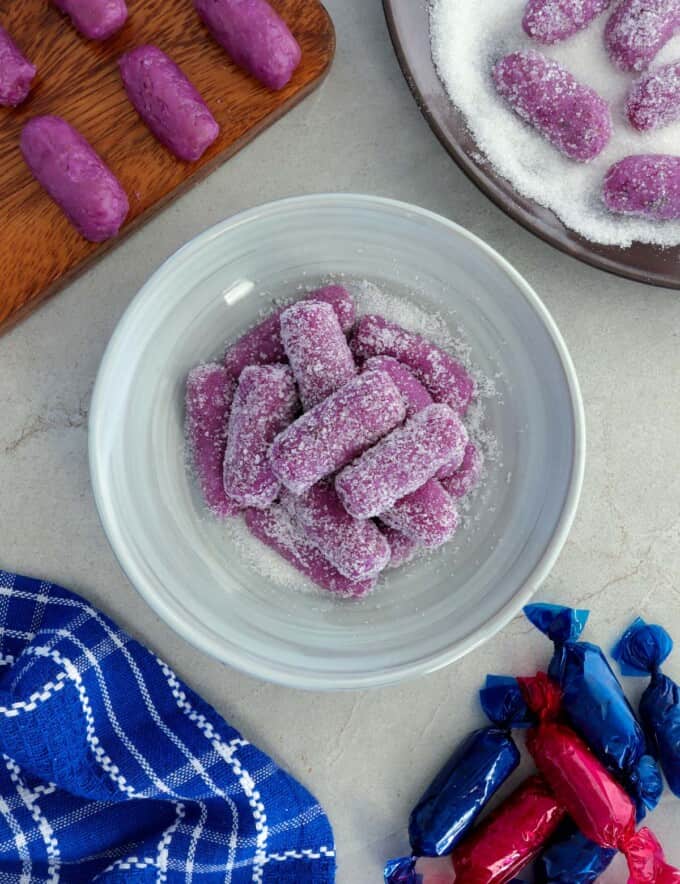 Pastillas de Ube on a serving plate