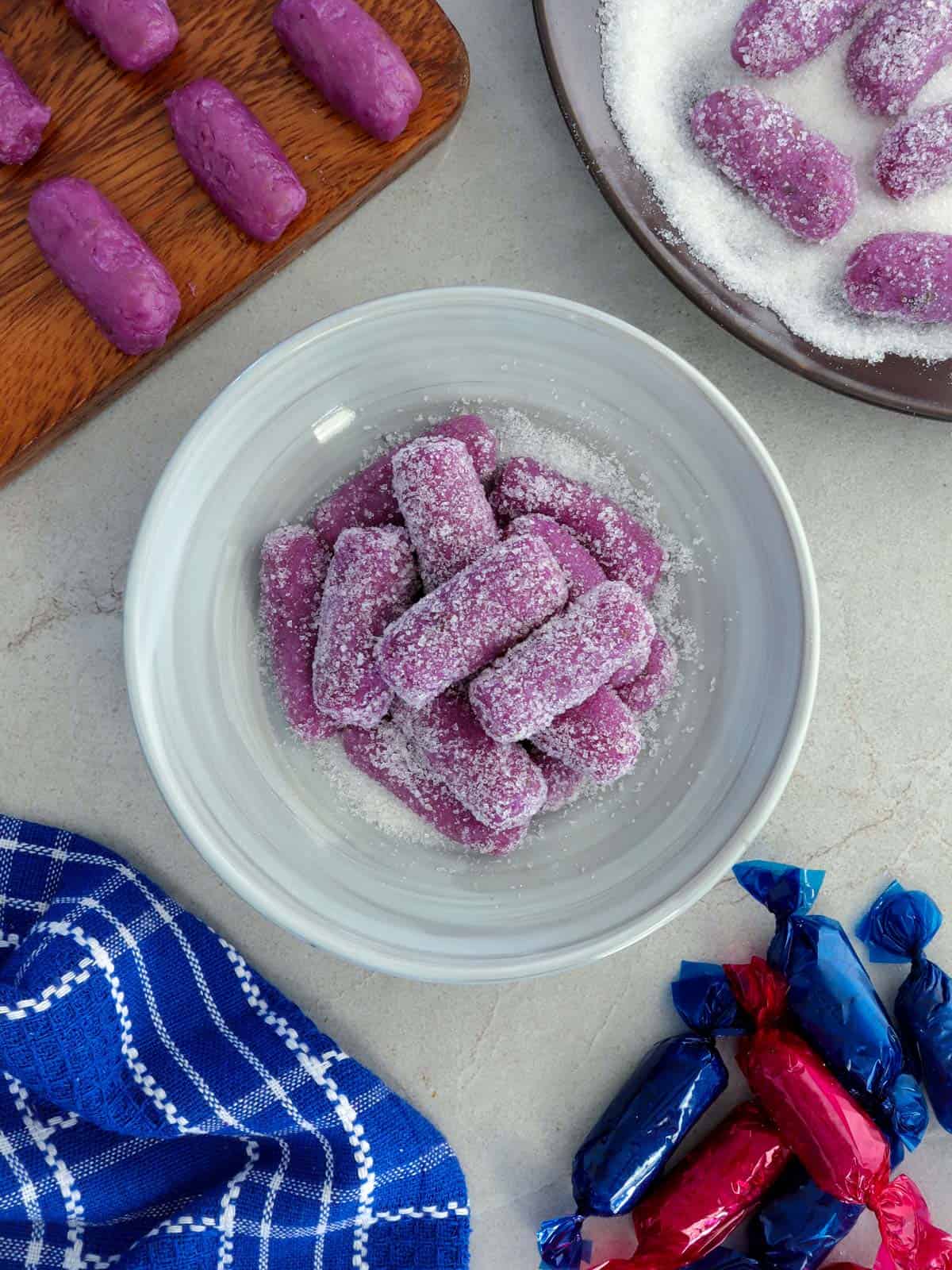 Pastillas de Ube on a serving plate