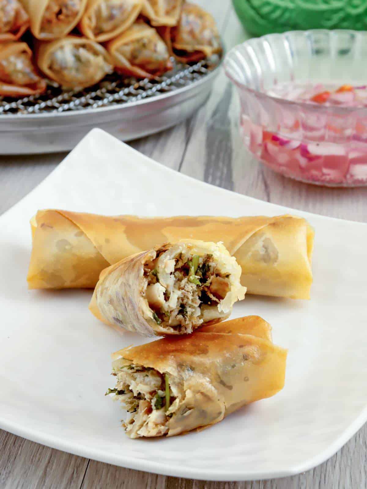 Lumpiang Galunggong on a serving platter