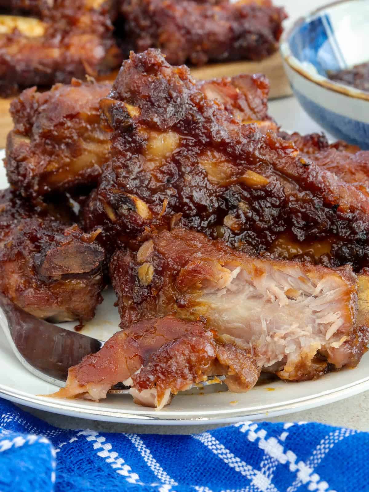 baby back ribs with honey glaze on a plate