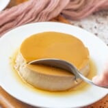 coffee flavored custard on white plate