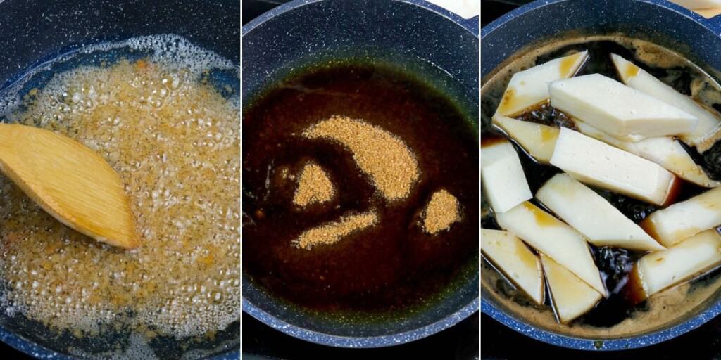 making kalamay sa latik in a pan