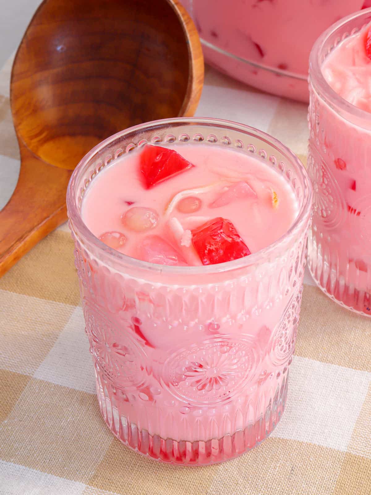 Buko Salad Drink in a glass.