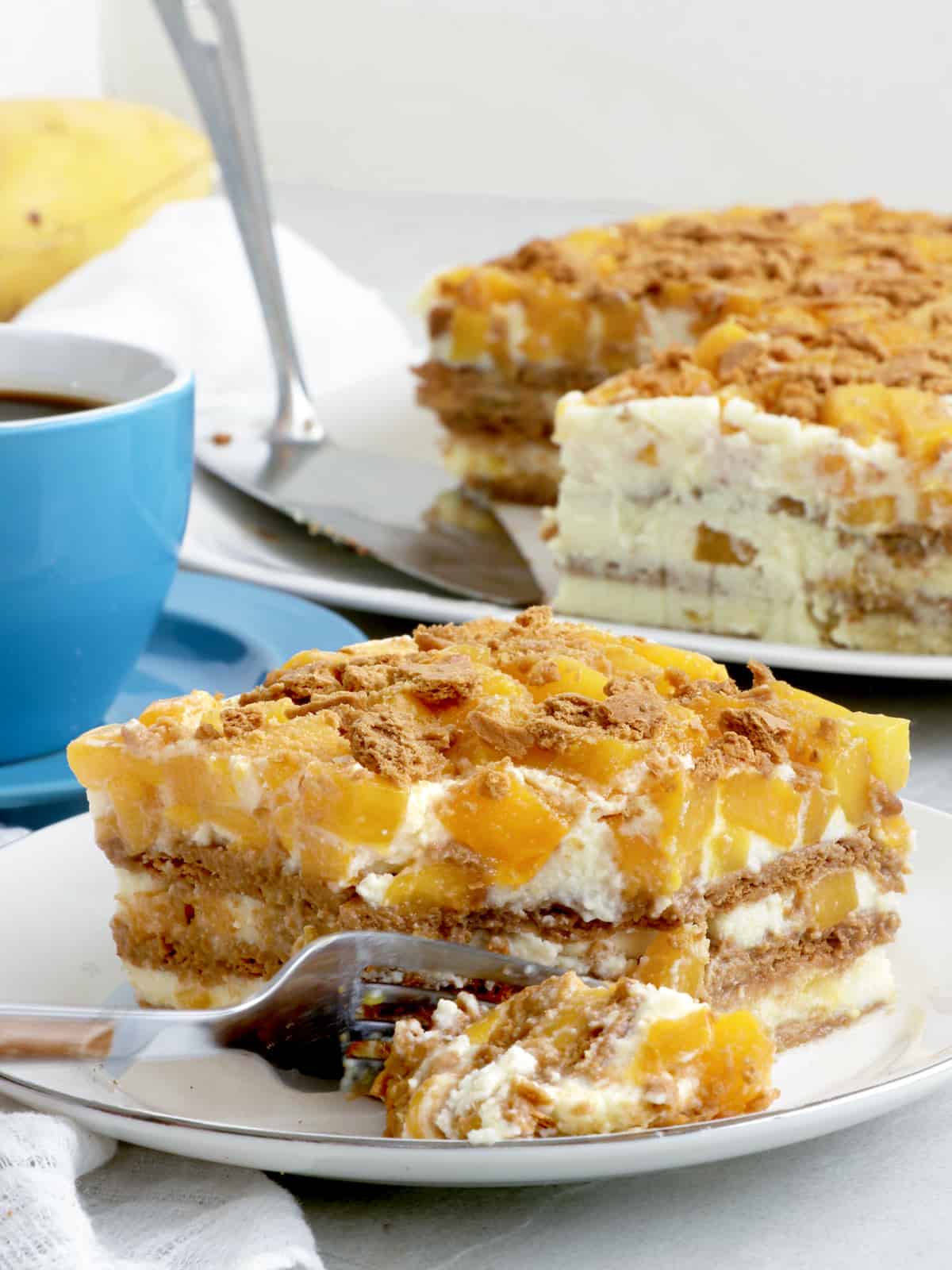 slice of mango float on a serving plate