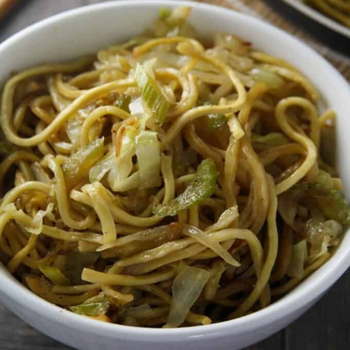 panda Express Chow mein copycat in a white bowl