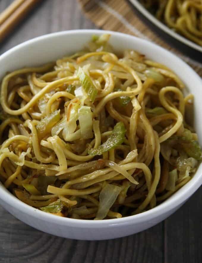 panda Express Chow mein copycat in a white bowl