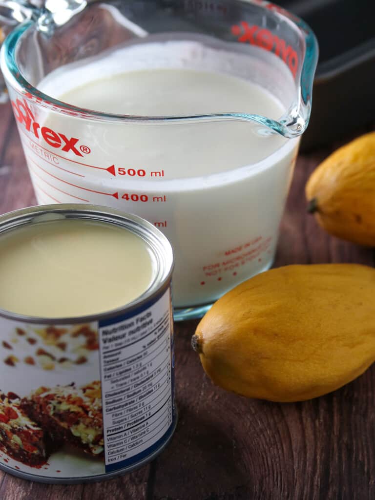 mango, condensed milk, heavy cream