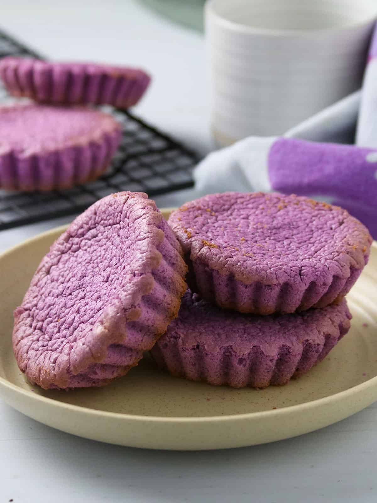 Ube Mamon on serving platter