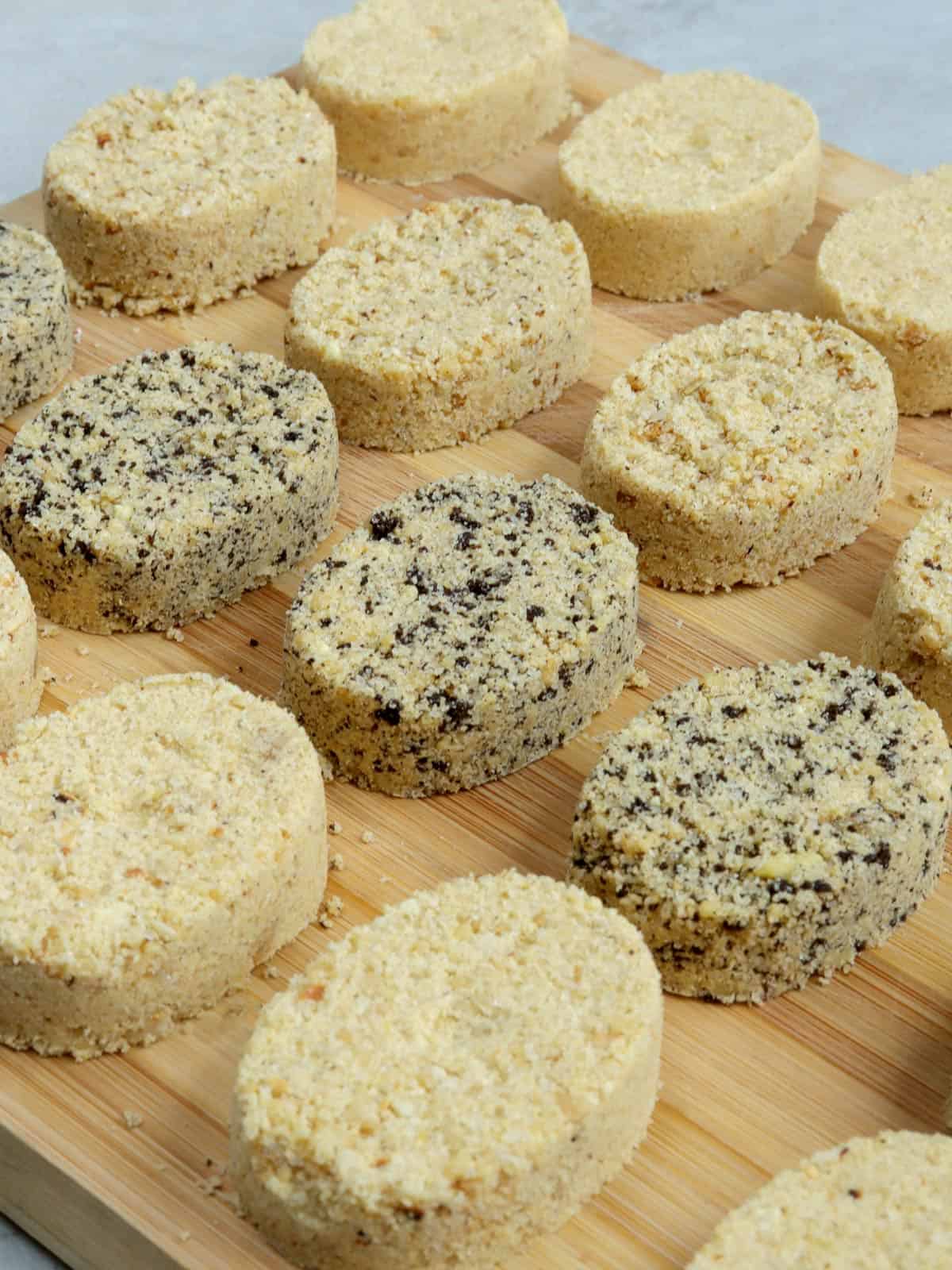 Filipino shortbread cookies on a wooden board