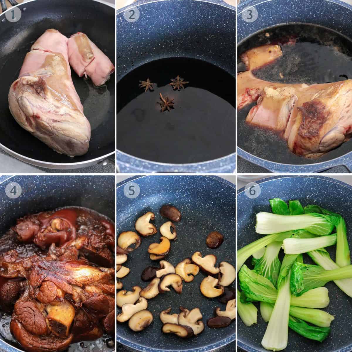 cooking Pata Tim in a pot.