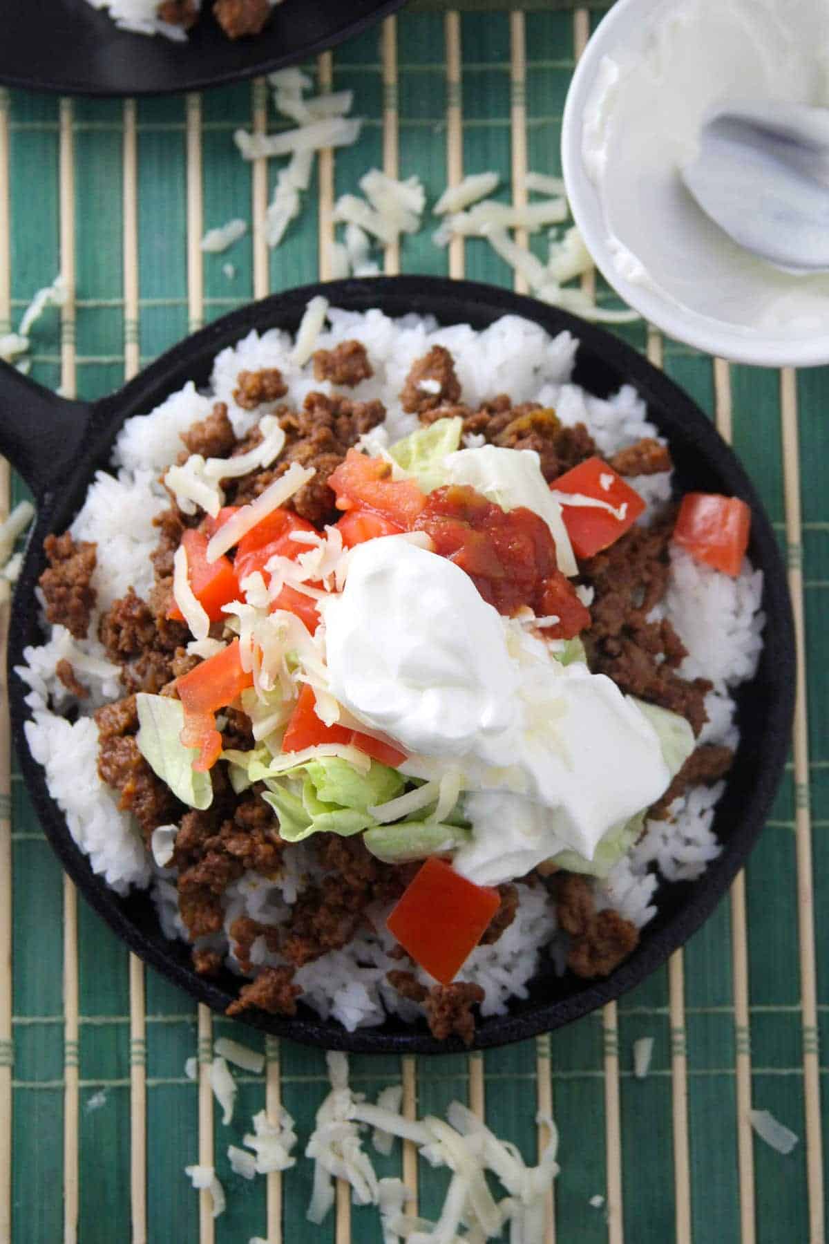 Easy Beef and Rice Soft Tacos with White Rice