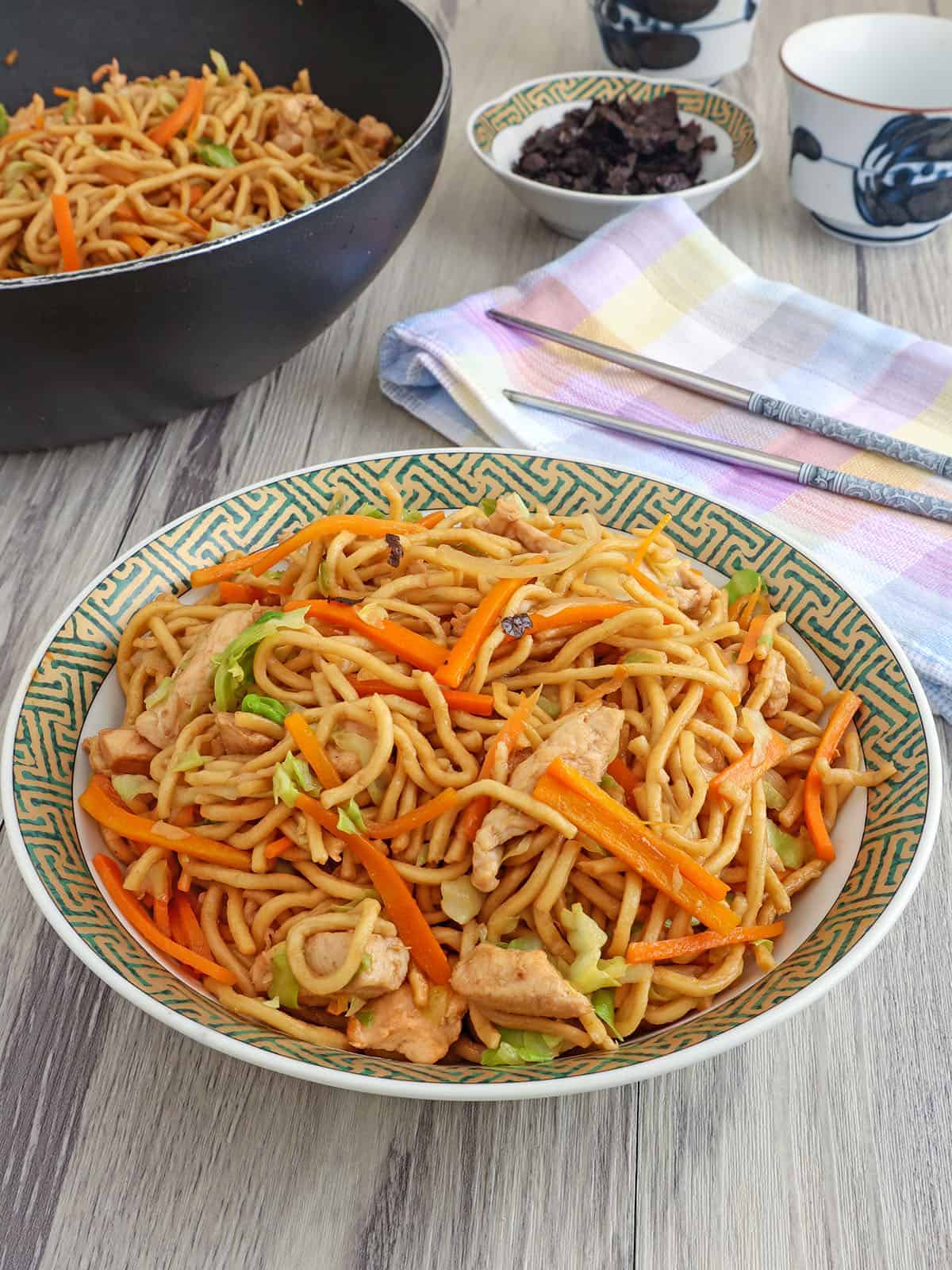 Japanese stir-fried noodles on a plate