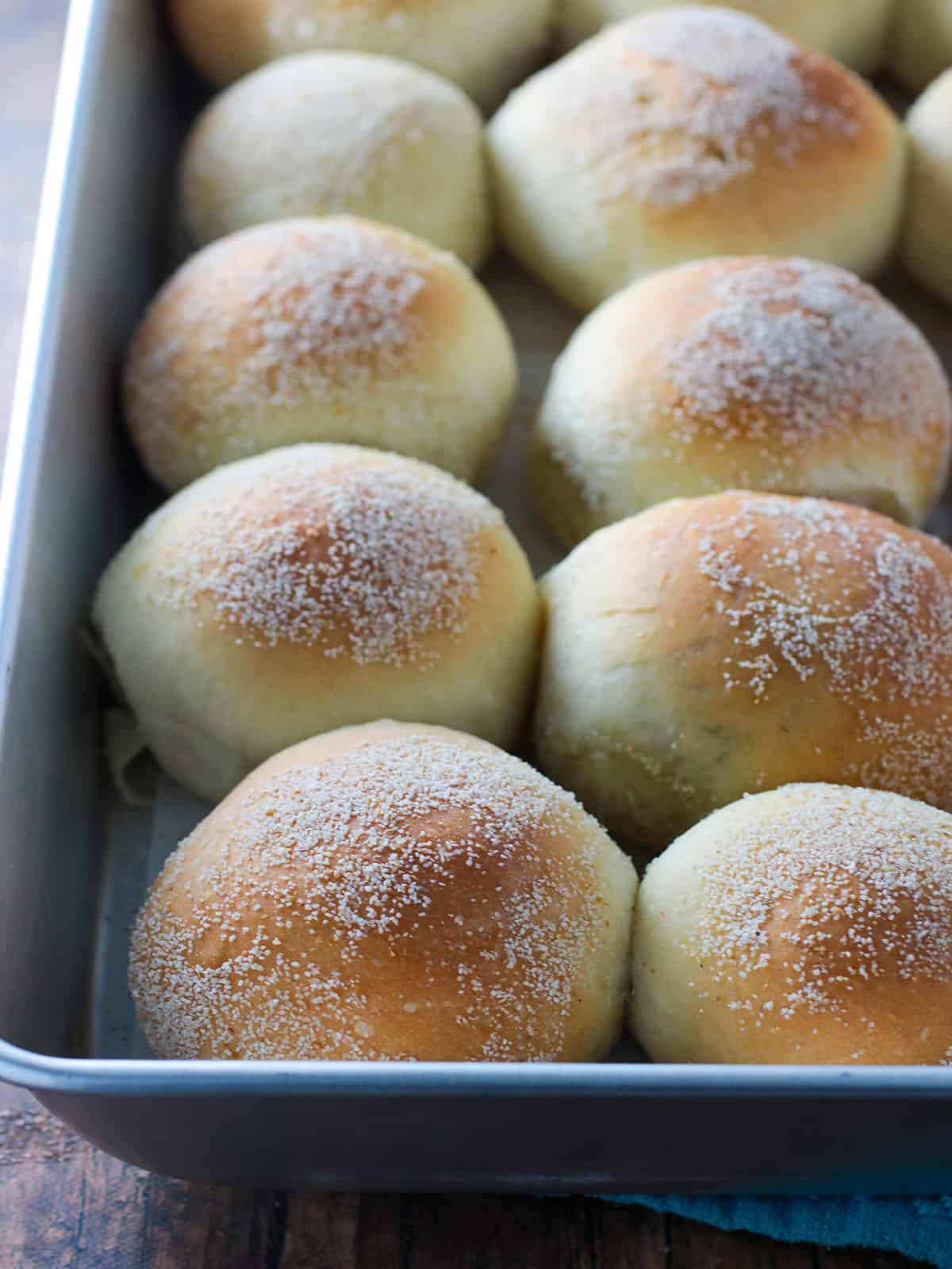 Corned Beef Pandesal in a baking pan