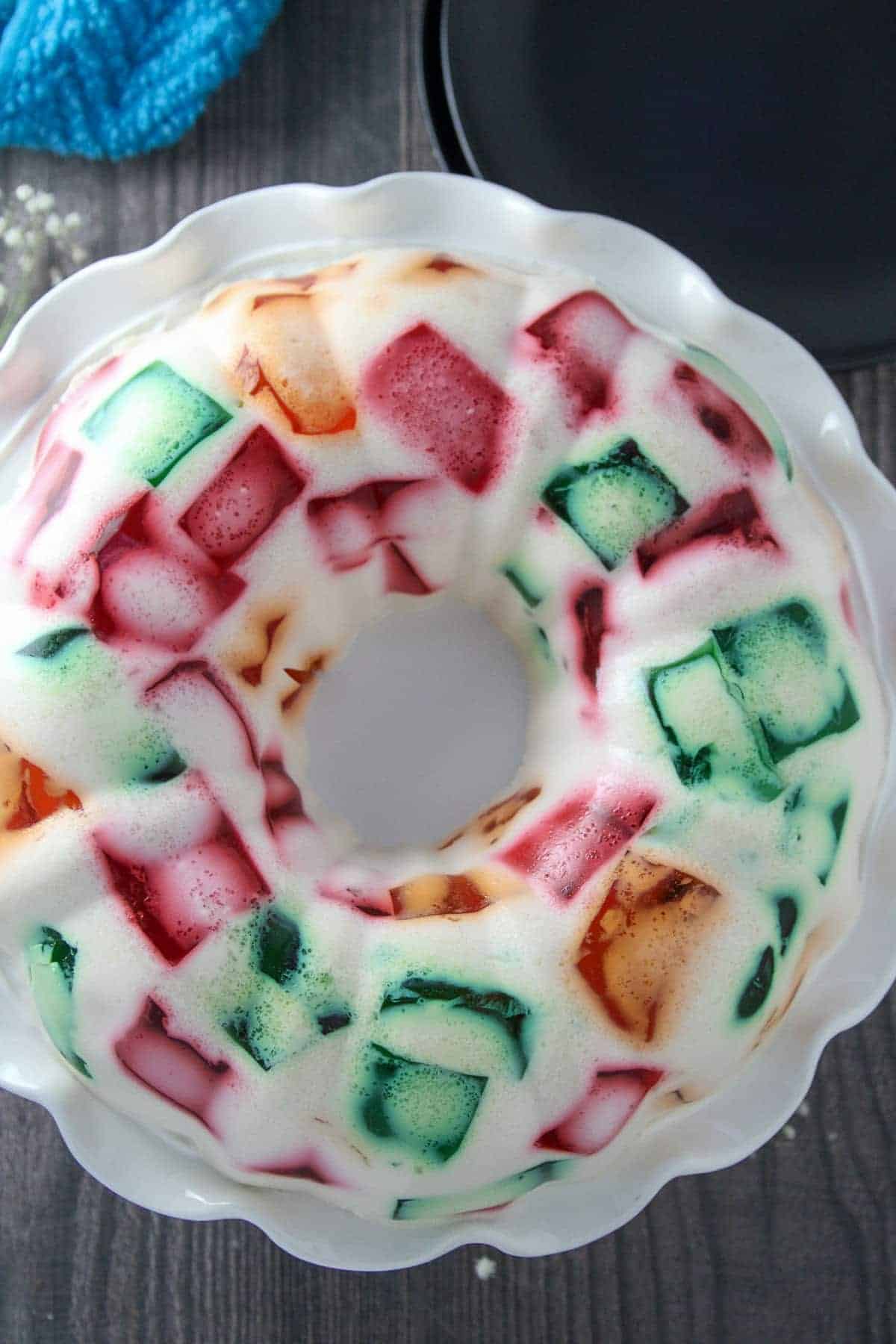 Cathedral Window Gelatin on a serving platter