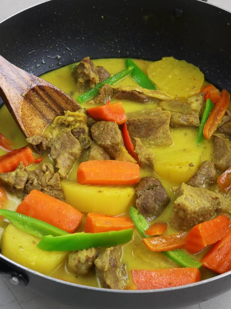 beef curry in a pan