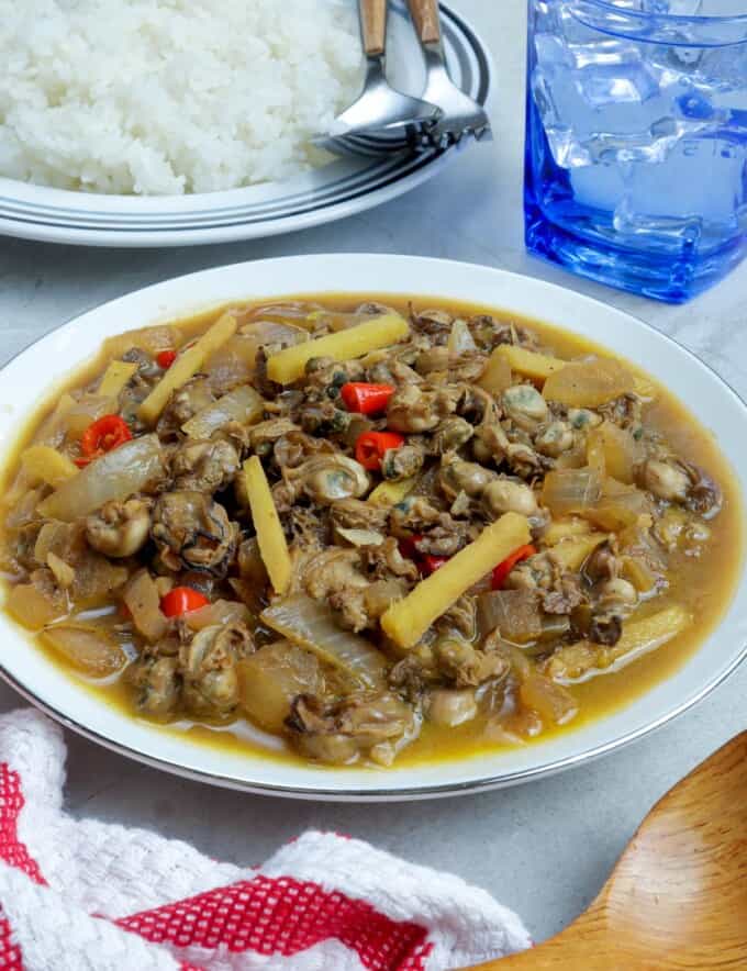 Adobong Talaba in a serving bowl