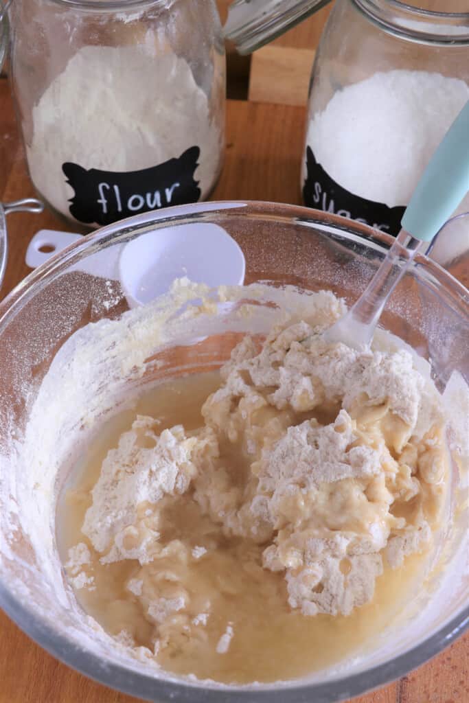 Mixing the dough for Pan de Coco