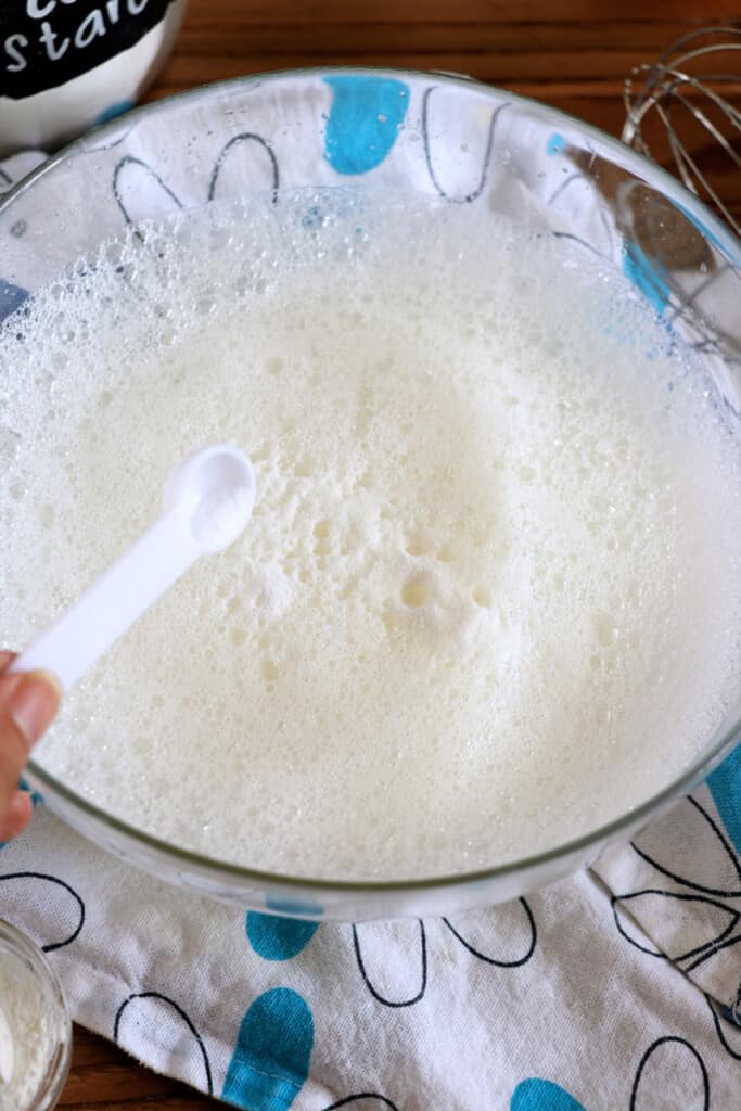 frothy stage of meringue