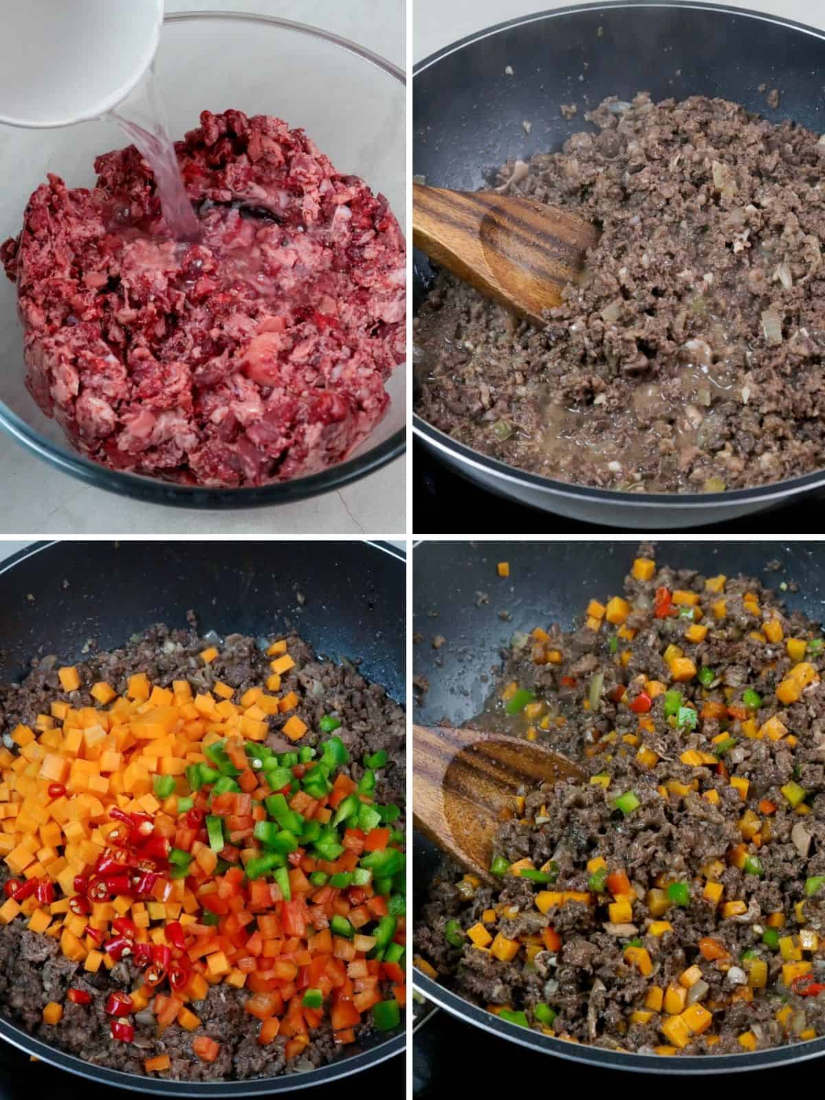 cooking Kapampangan bopis in a pan