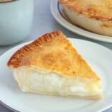 sliced buko pie on a white plate