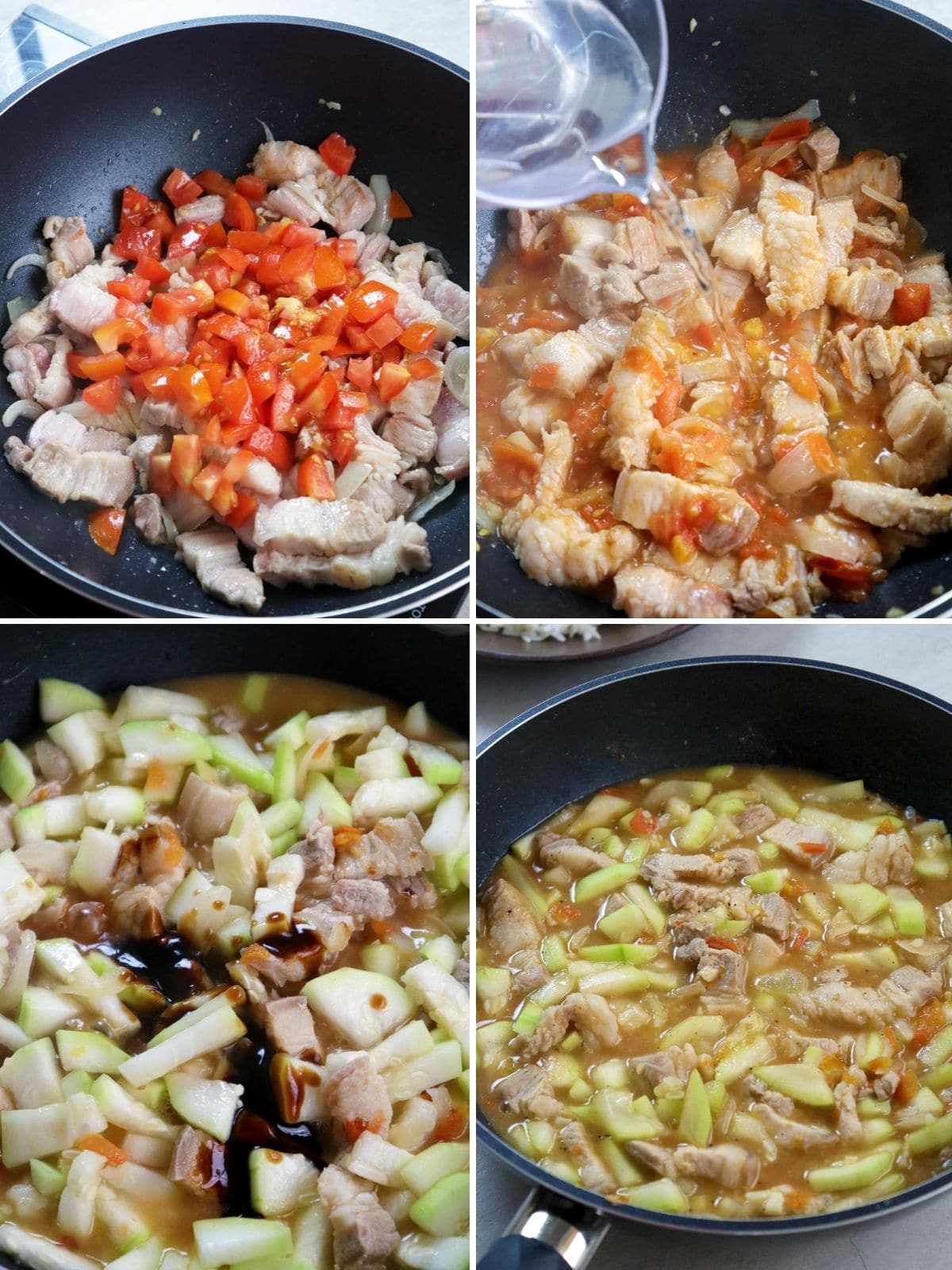 cooking ginisang upo in a pan