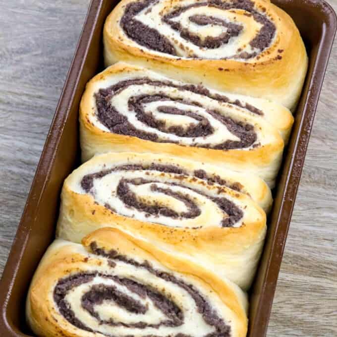 pan de monggo in a loaf pan.