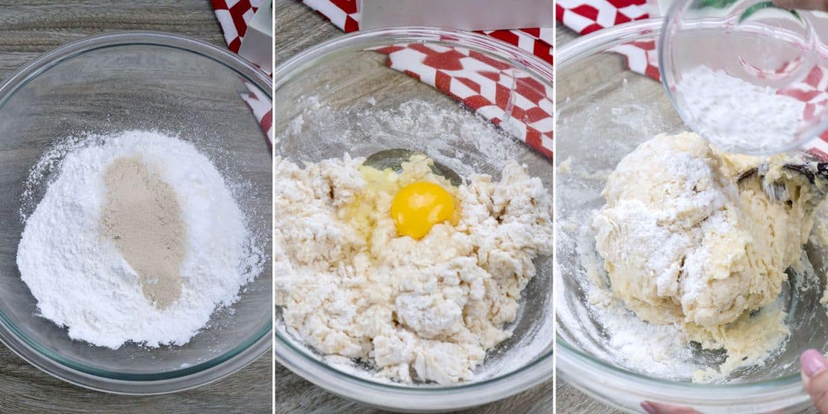 making bread dough in a bowl.