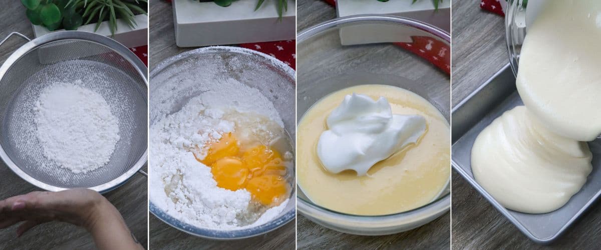 making sponge cake batter.