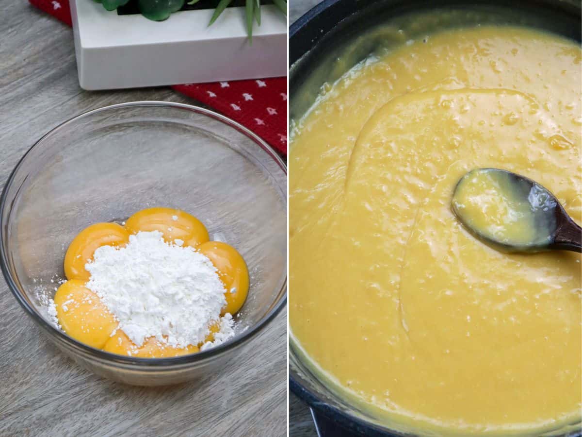 making yema frosting.