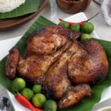 Filipino-style Barbecue Chicken on a banana leaf-lined plate
