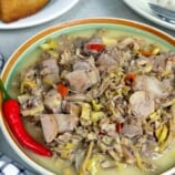Ginataang Puso ng Saging in a serving bowl
