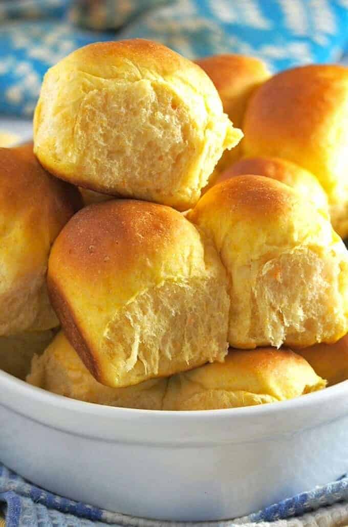 These homemade sweet potato dinner rolls are fluffy and delicious. 