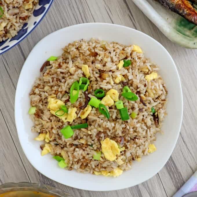 Tinapa Fried Rice on a white serving plate