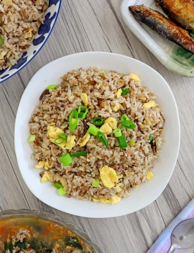 Tinapa Fried Rice on a white serving plate