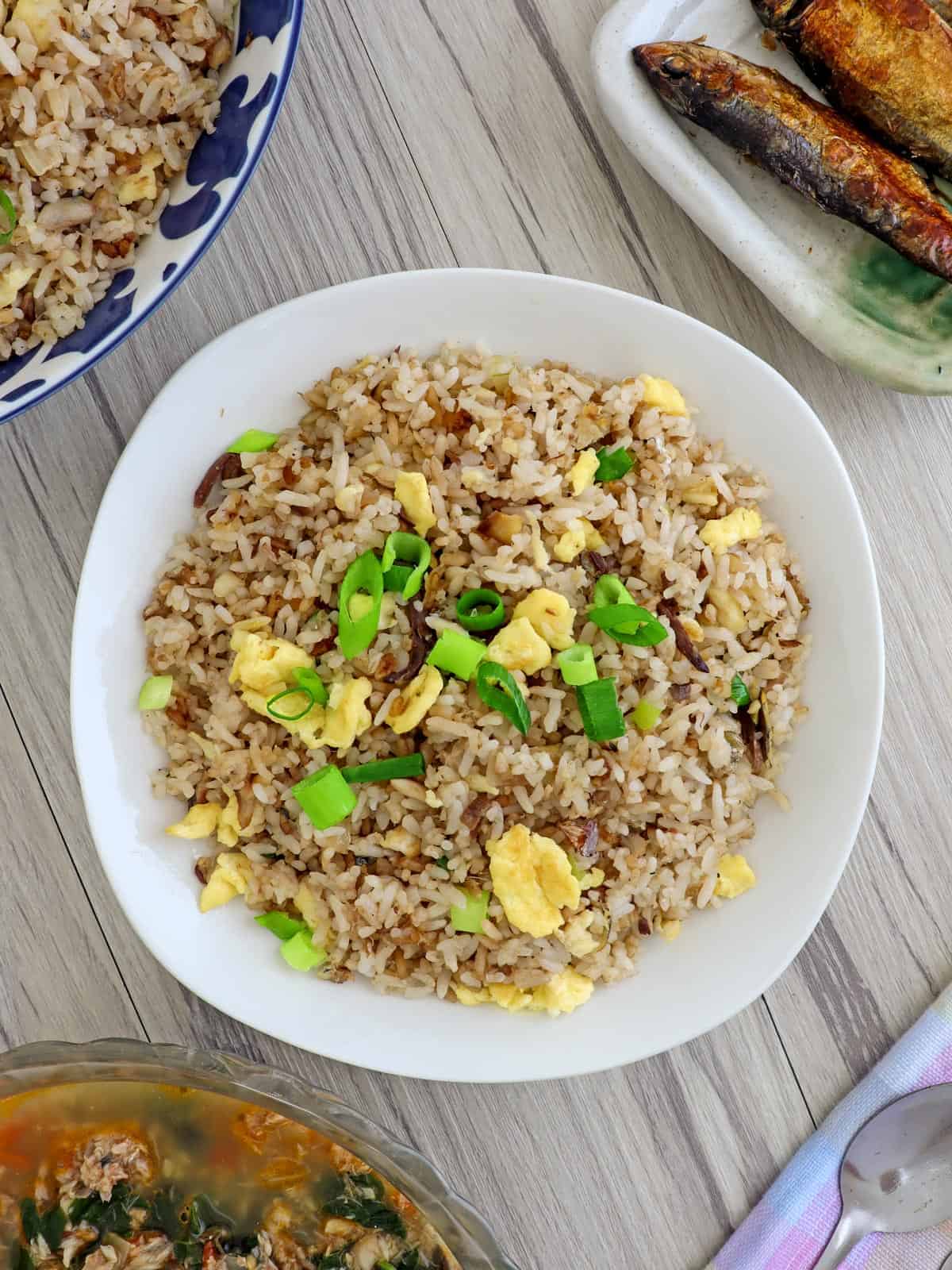 Tinapa Fried Rice on a white serving plate