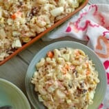 Filipino-style Macaroni Salad on a serving plate