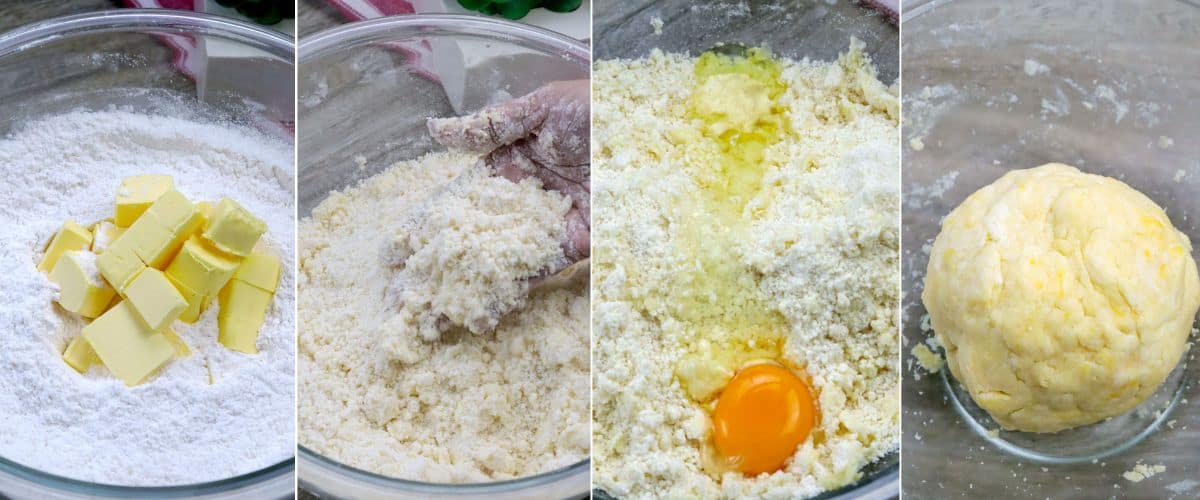 making the pie pastry dough.
