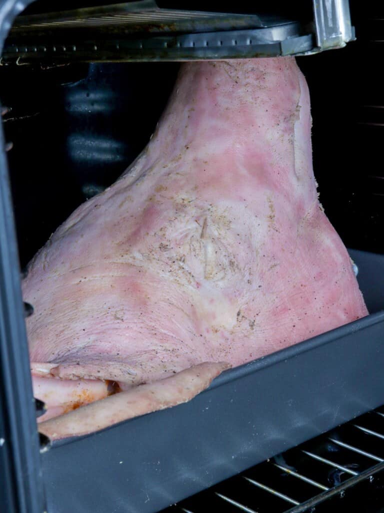 pig head roasting in the oven 